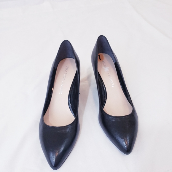 Franco Sarto Frankie Black Wedge Pump Size 7 Leather Wedged Heel Pointed Toe - Picture 9 of 14